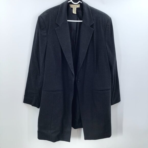 Vintage Long Blazer Transitional Weather Coat Charcoal Black Women's 22W Lined - Picture 3 of 10